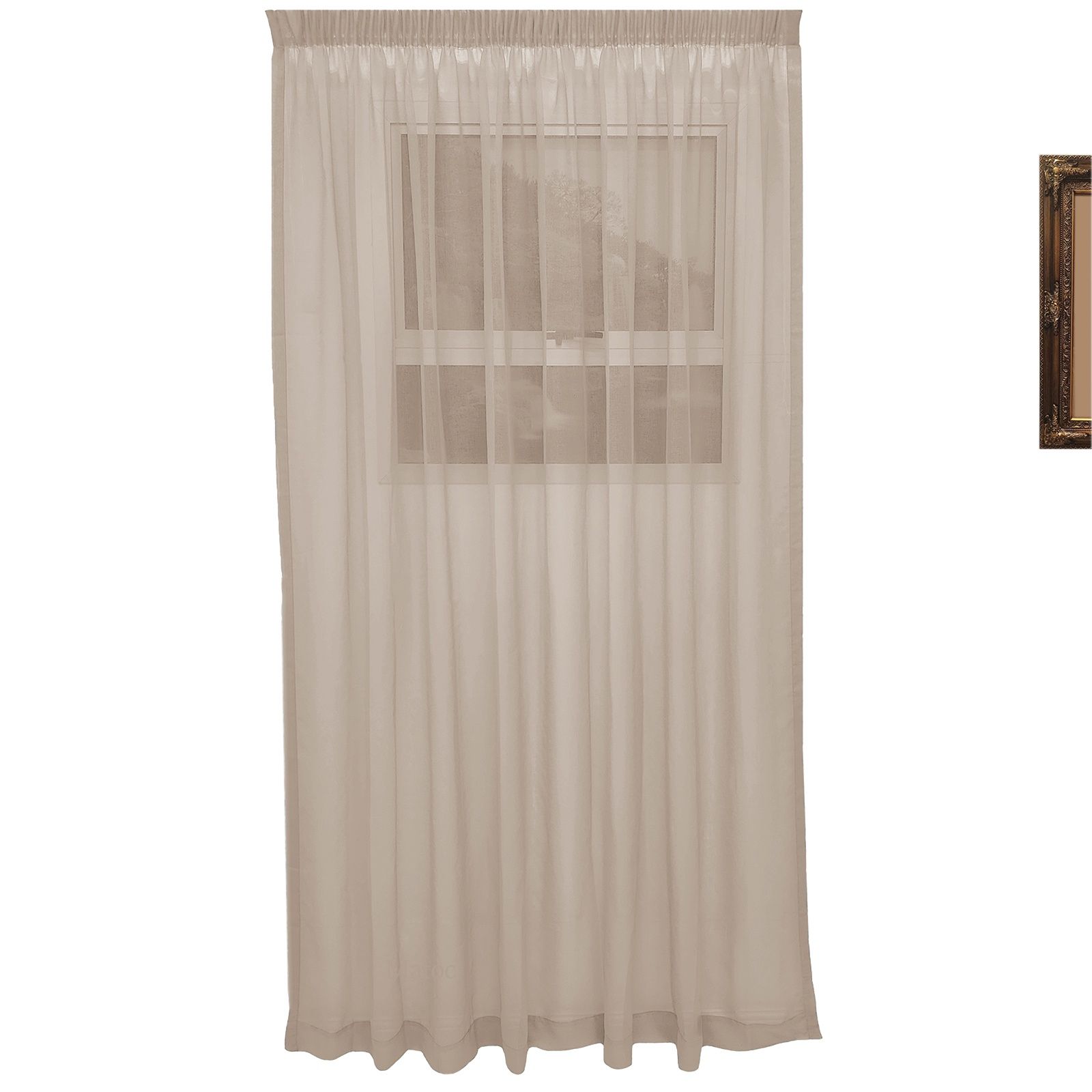 Matoc Designs Curtain - Mystic Voile - Taupe - Taped - 265cm W x 250cm H
