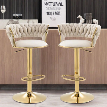 KC FURN-Set Of 2 Cady Velvet Swivel Bar Stools(White)