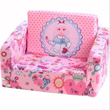 2 IN 1 FOLDABLE CHILDREN KIDS FOAM SOFA AND BED - PINK