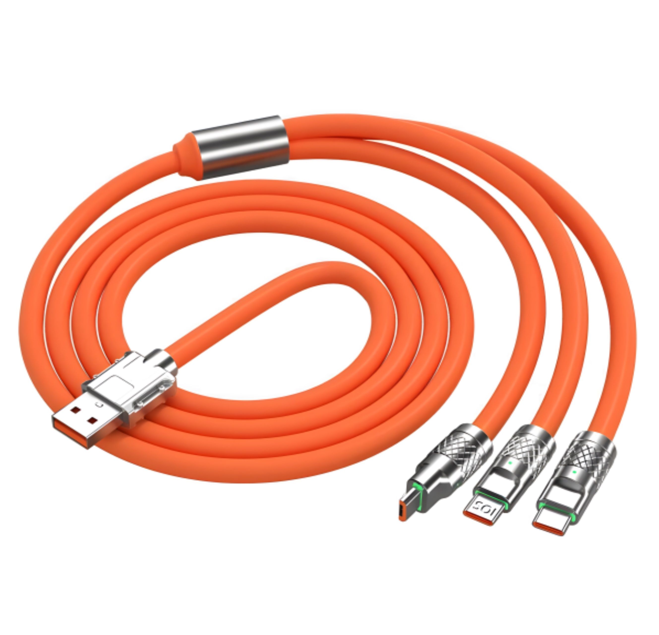3 In 1 orange fast charger cable