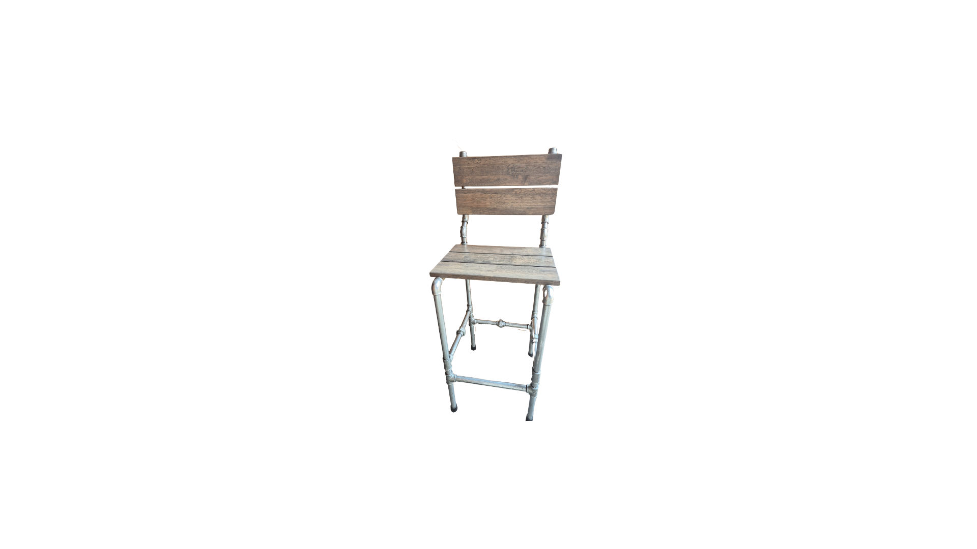 Kitchen or Bar Silver Pipe Stool With Backrest