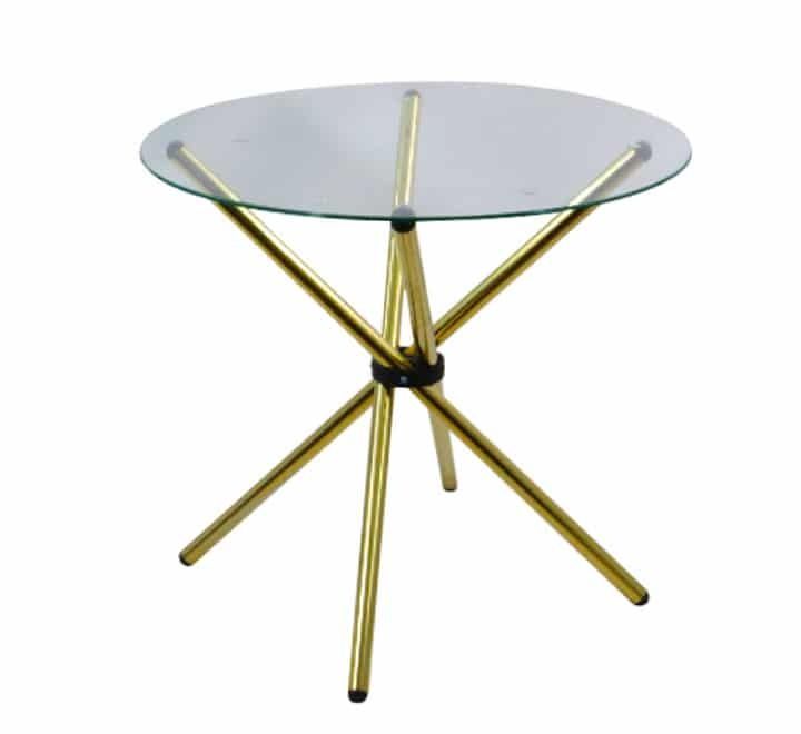 Vividitto - Round Glass Table With Metal Legs - Gold