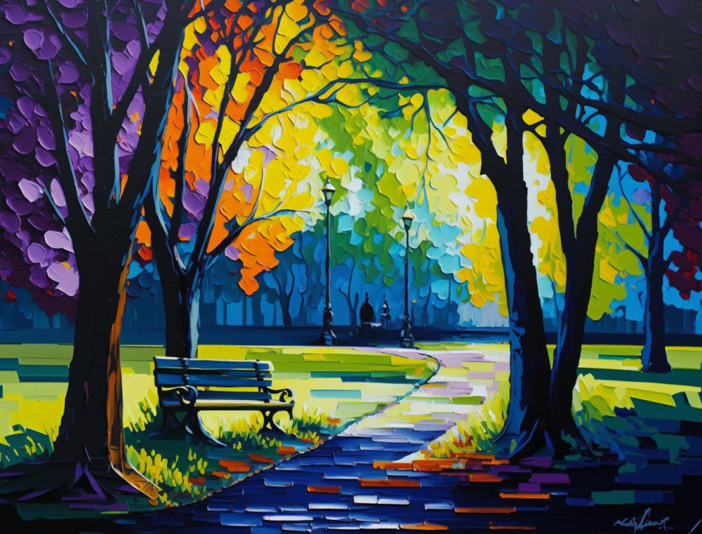 Canvas Wall Art - Walk in the Park - B1397 - [120 x 80 cm]