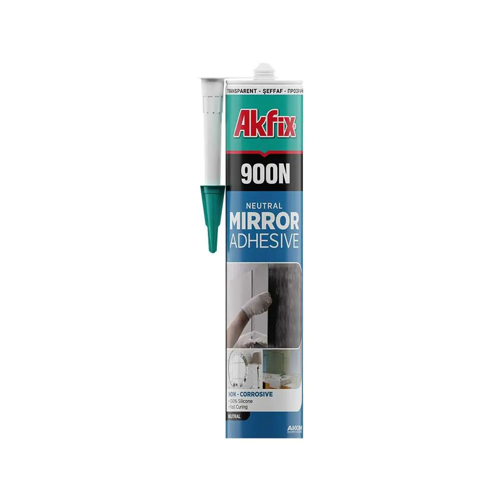 Akfix 900N Neutral Mirror Adhesive 310 ml — Clear Silicone, Non-Corrosive