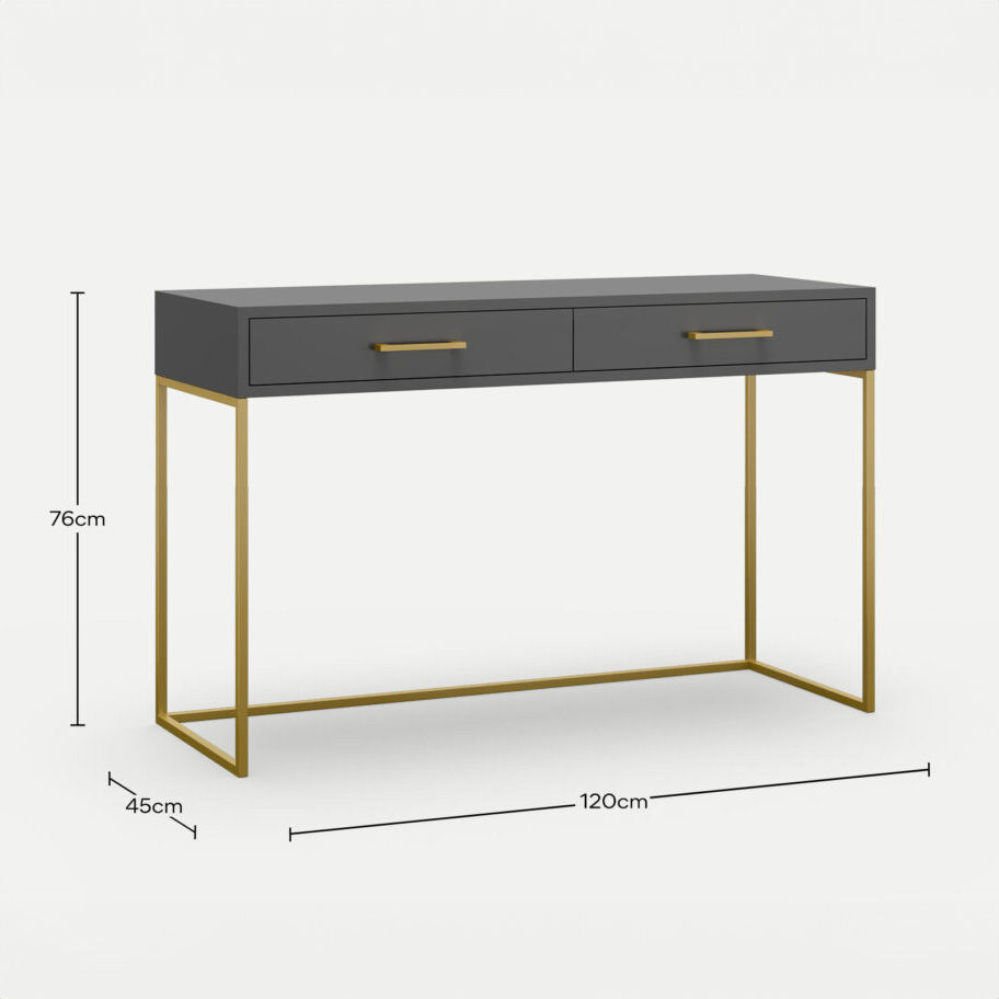 Dresser / Desk Lilo Satin Dark Grey - Gold Frame