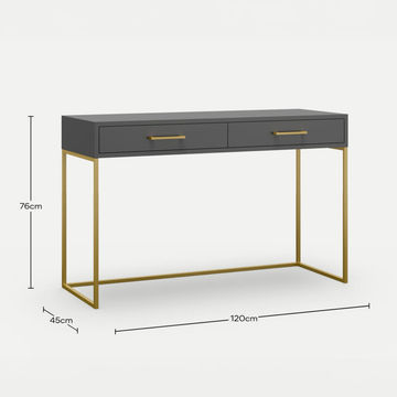 Dresser / Desk Lilo Satin Dark Grey - Gold Frame