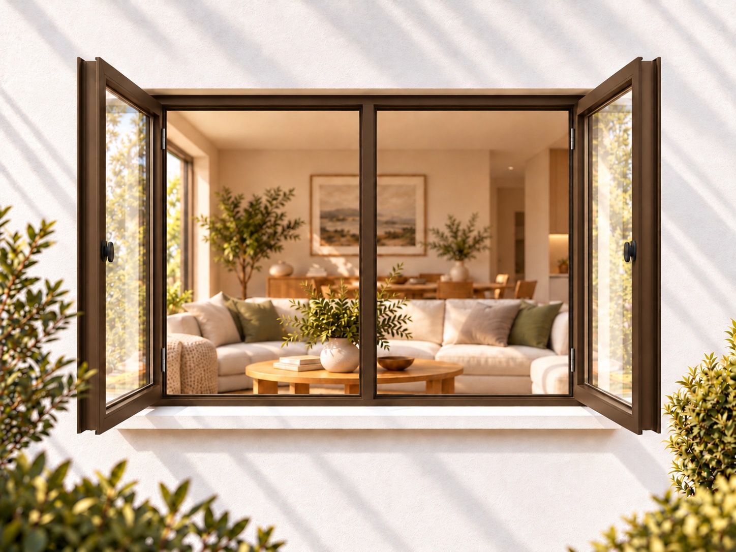Kenzo Premium Side-Hung Aluminium Window - Bronze, 1200 1200 mm, Double Side Opener