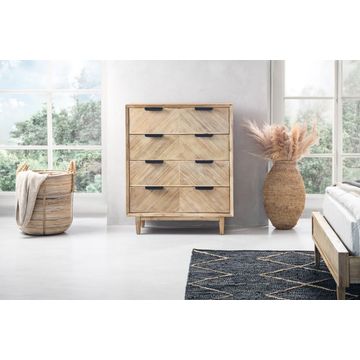 McKenna Acacia Wood Chest of Drawers – 4 Drawer Scandinavian Design