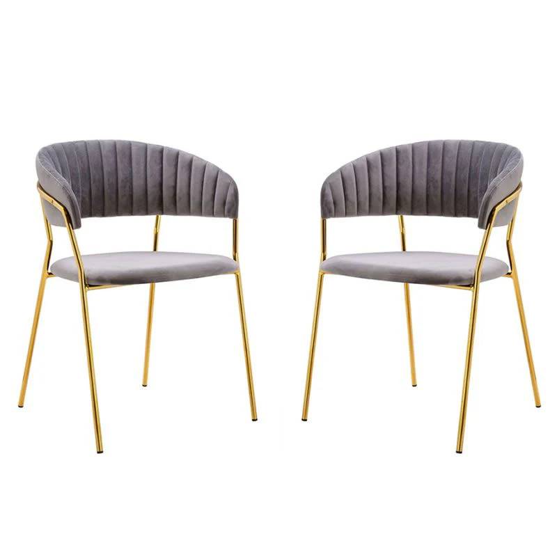 Nu Dekor - Arya Velvet Dining Chair - Set of 2 - Grey