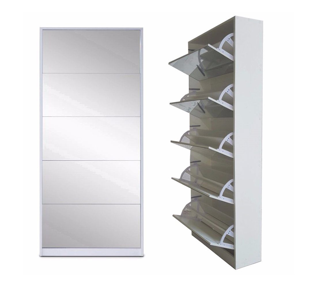5 door mirror shoe cabinet