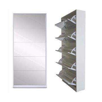 5 door mirror shoe cabinet