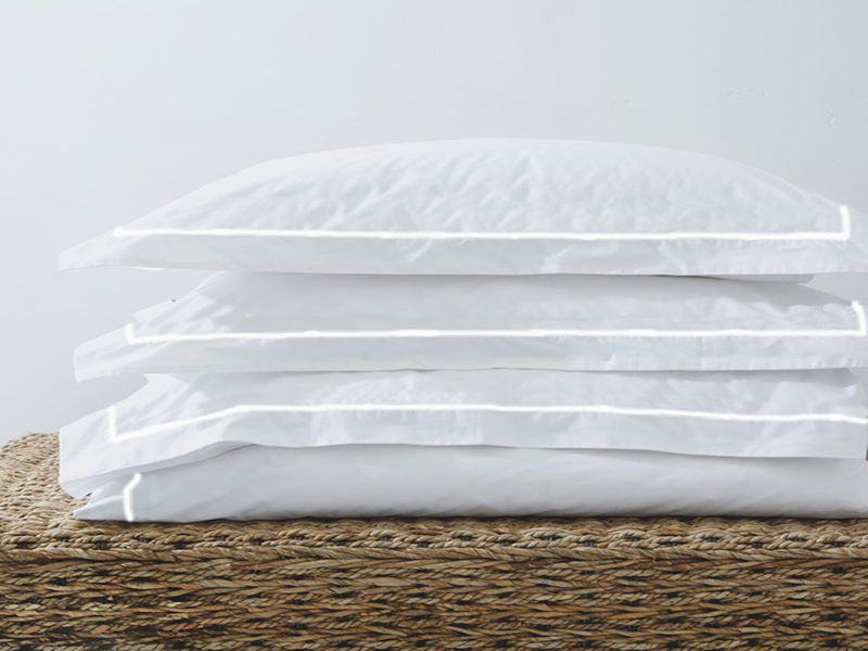 Rey's Fine Linen - Premium Collection - Oxford Optical White Satin Stitch Pillow Cover Set-Continental-Optical White-30 Set
