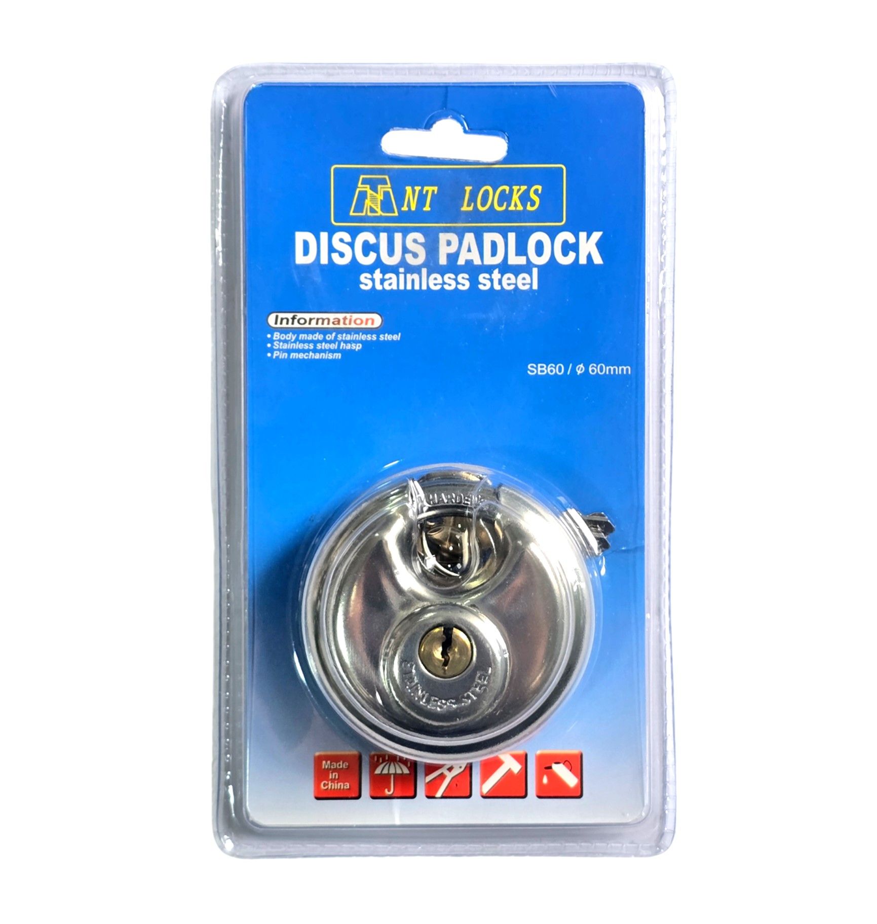 NT TOOLS Discus Security Padlock 60mm