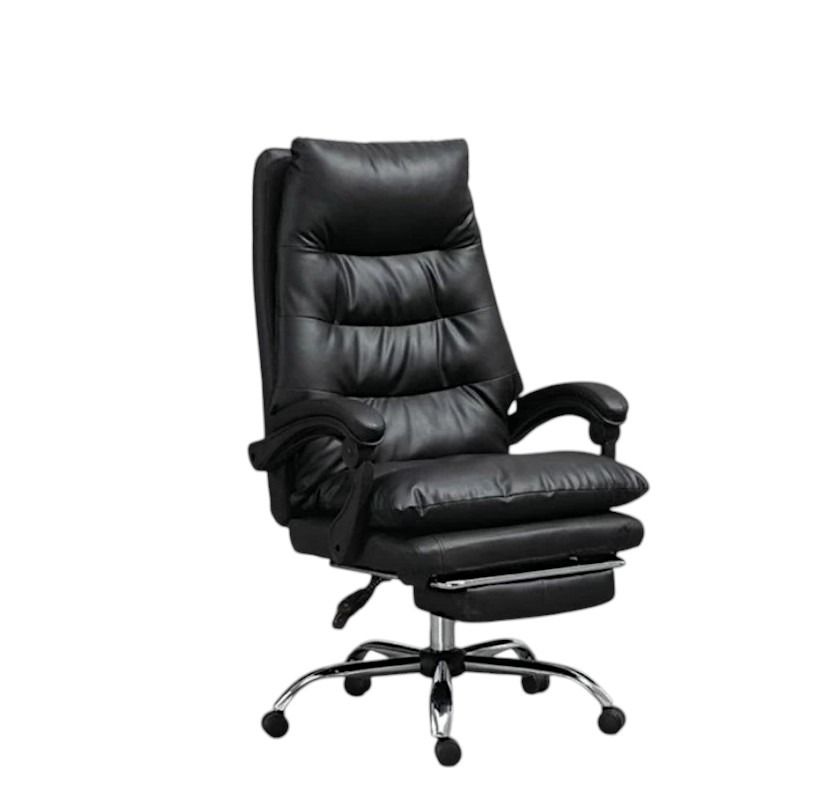 LBM FURN- Executive PU Leather Ergonomic Office Chair With Footrest-Black