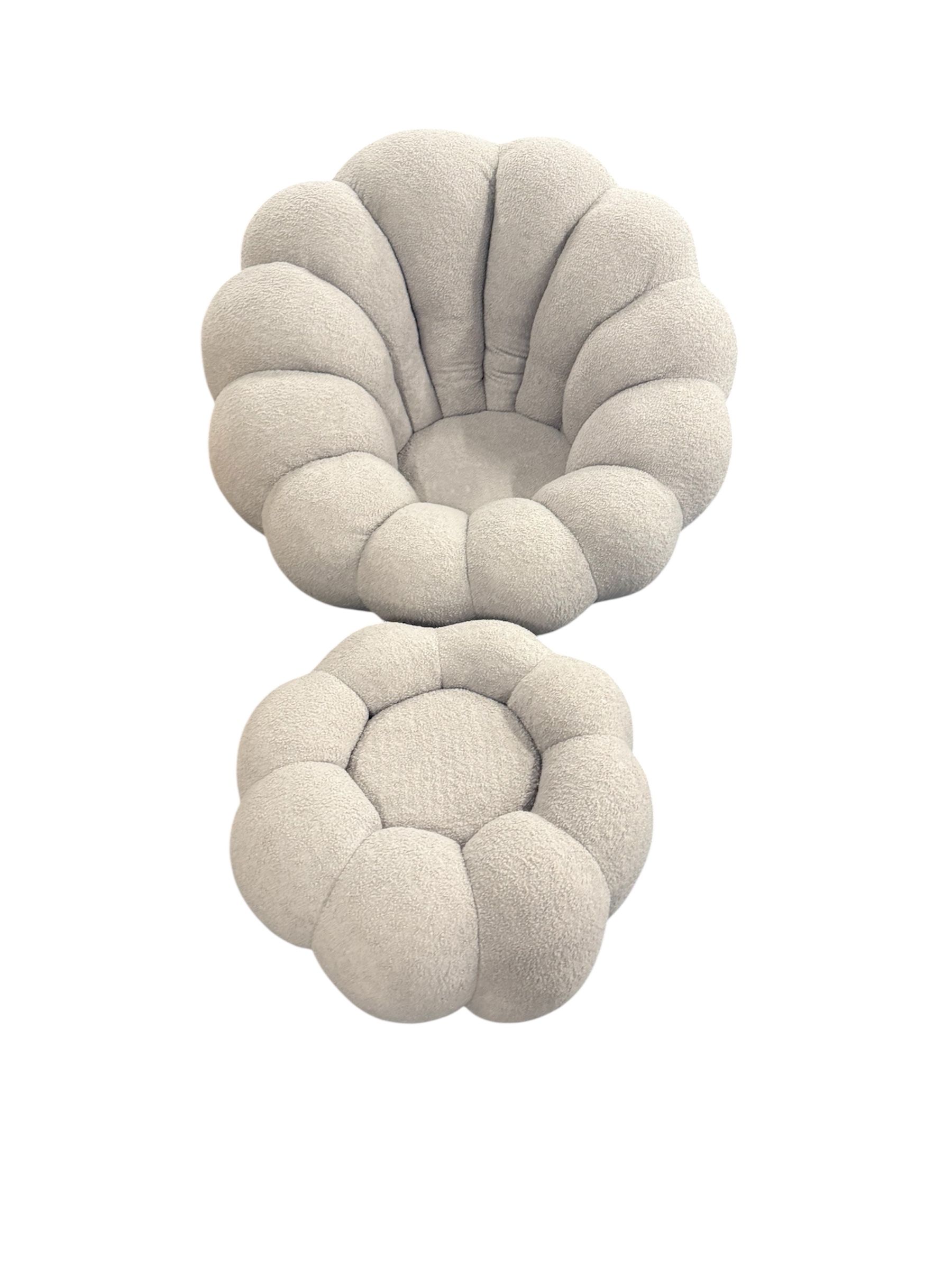 Pumpkin Lounge Chair & Ottoman Set - Grey