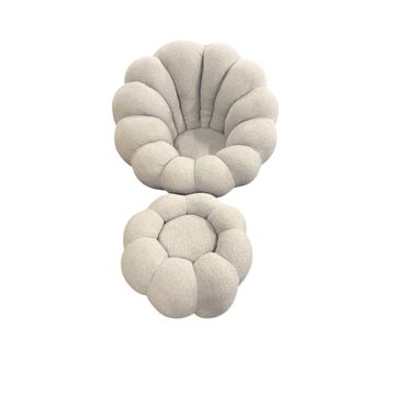 Pumpkin Lounge Chair & Ottoman Set - Grey