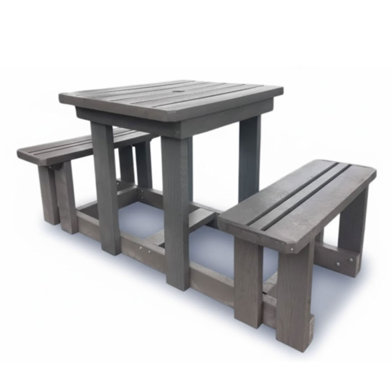 Recycled Plastic Picnic Table 2-Seater - Charcoal Cushions