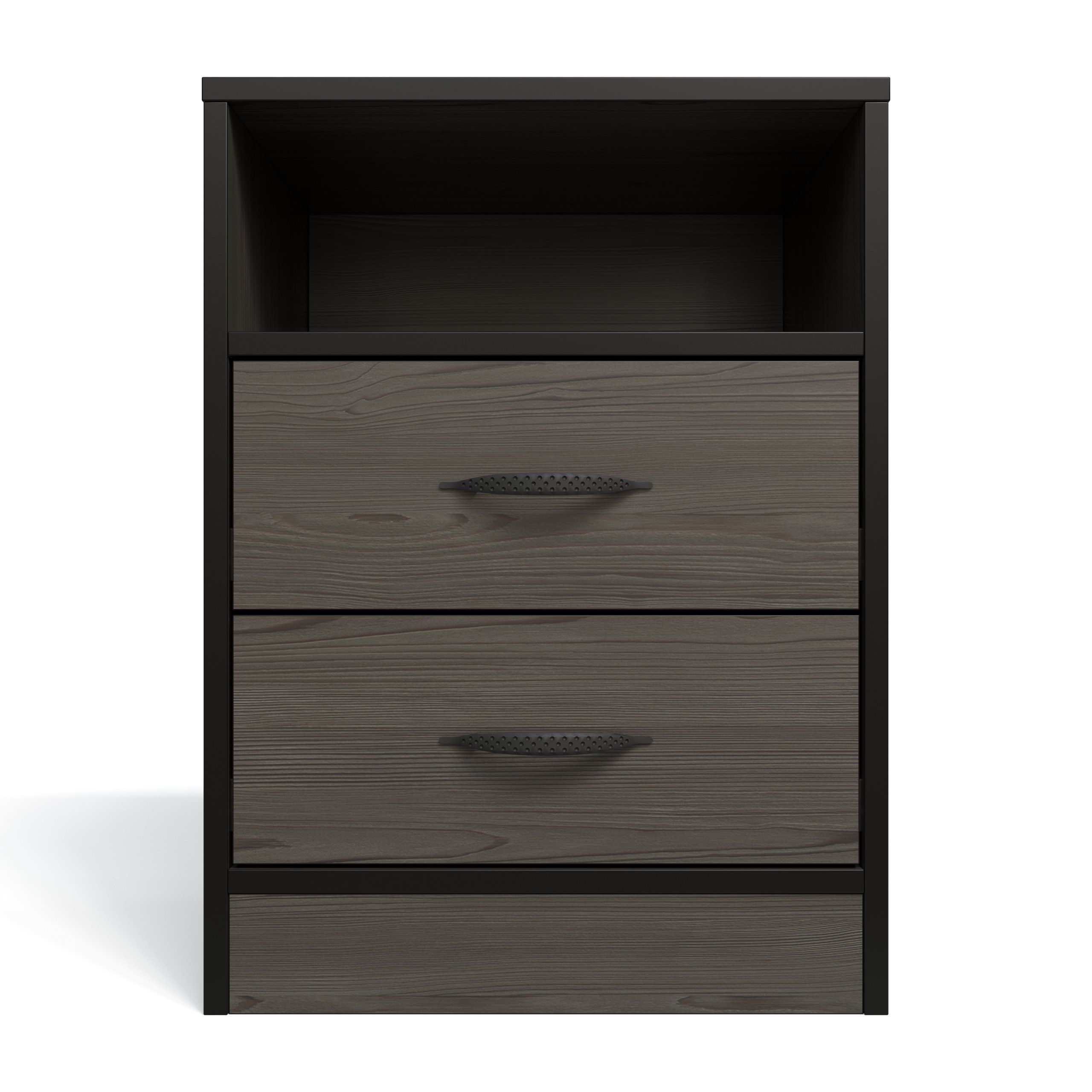 Price Cut - Foundation Two Drawer Bedside Table - Smoked Cedar