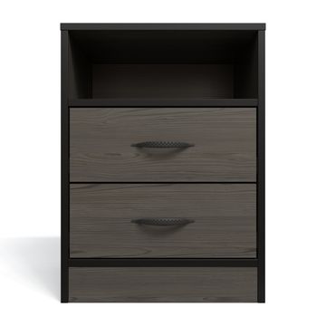 Price Cut - Foundation Two Drawer Bedside Table - Smoked Cedar