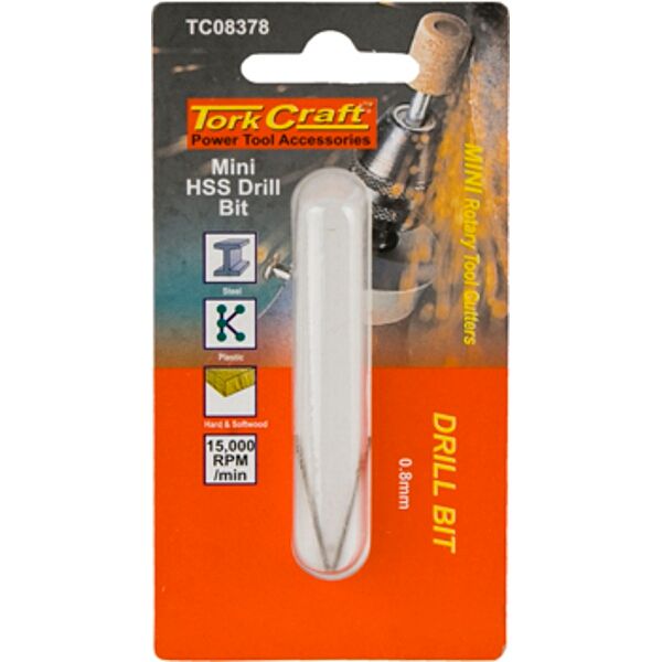 Mini Hss Drill Bit 0.8Mm 2Pc
