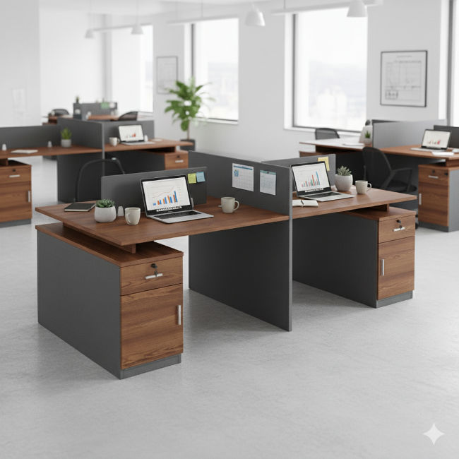 QandAHome Nadia 2,4m 4 Seater Office Desk