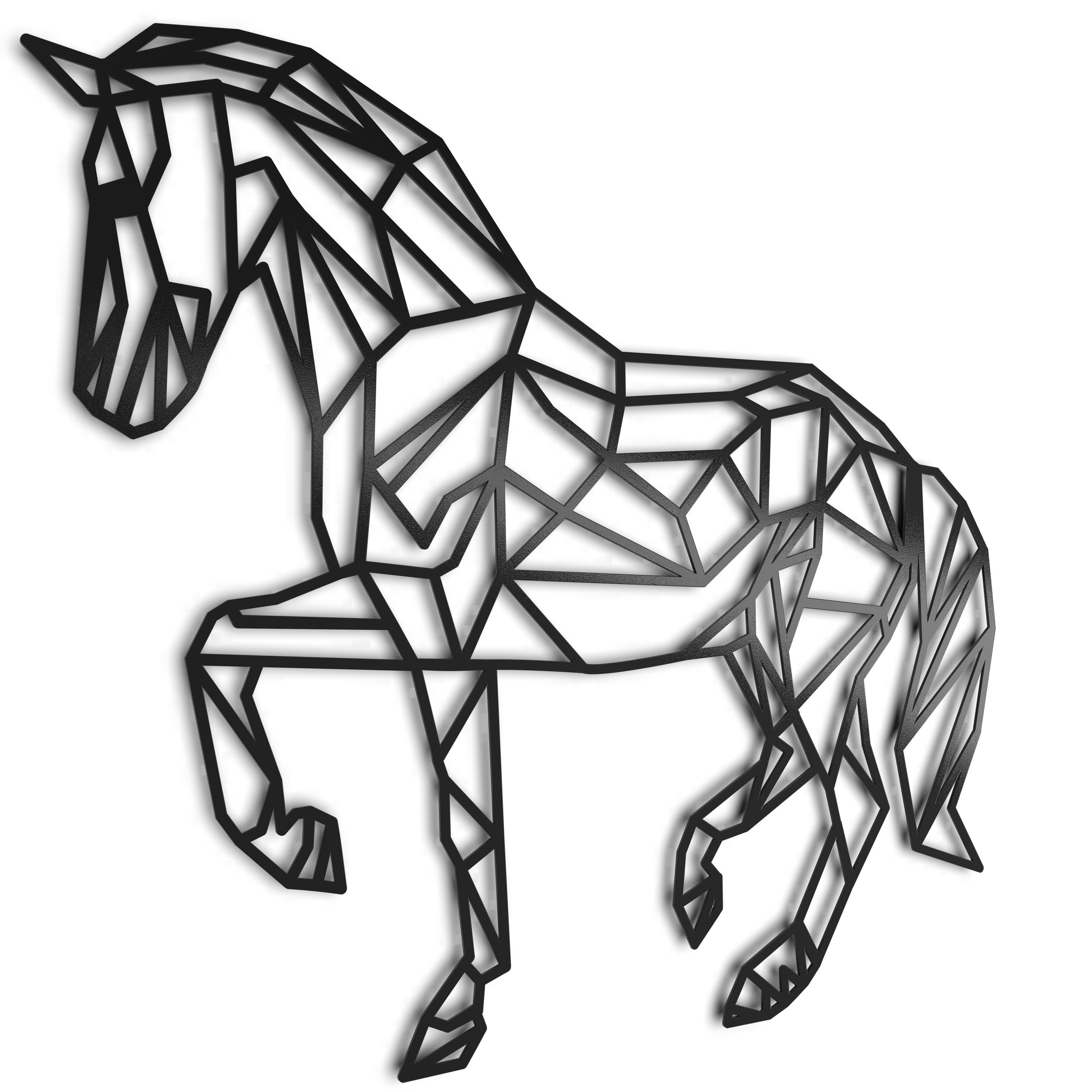 Geometric Horse Metal Wall Art Home Décor - 61x52cm