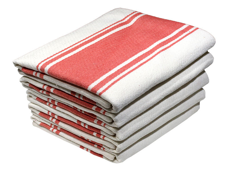 Bunty's Kitchen Towel - Design 2412 - 045x070cms (05 Pc Pack) - Stripes - Tomato