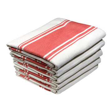 Bunty's Kitchen Towel - Design 2412 - 045x070cms (05 Pc Pack) - Stripes - Tomato