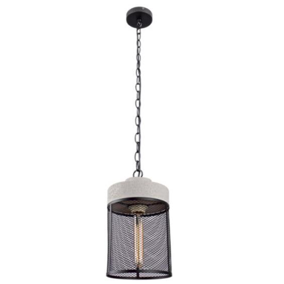 pendant light stone and metal cage black