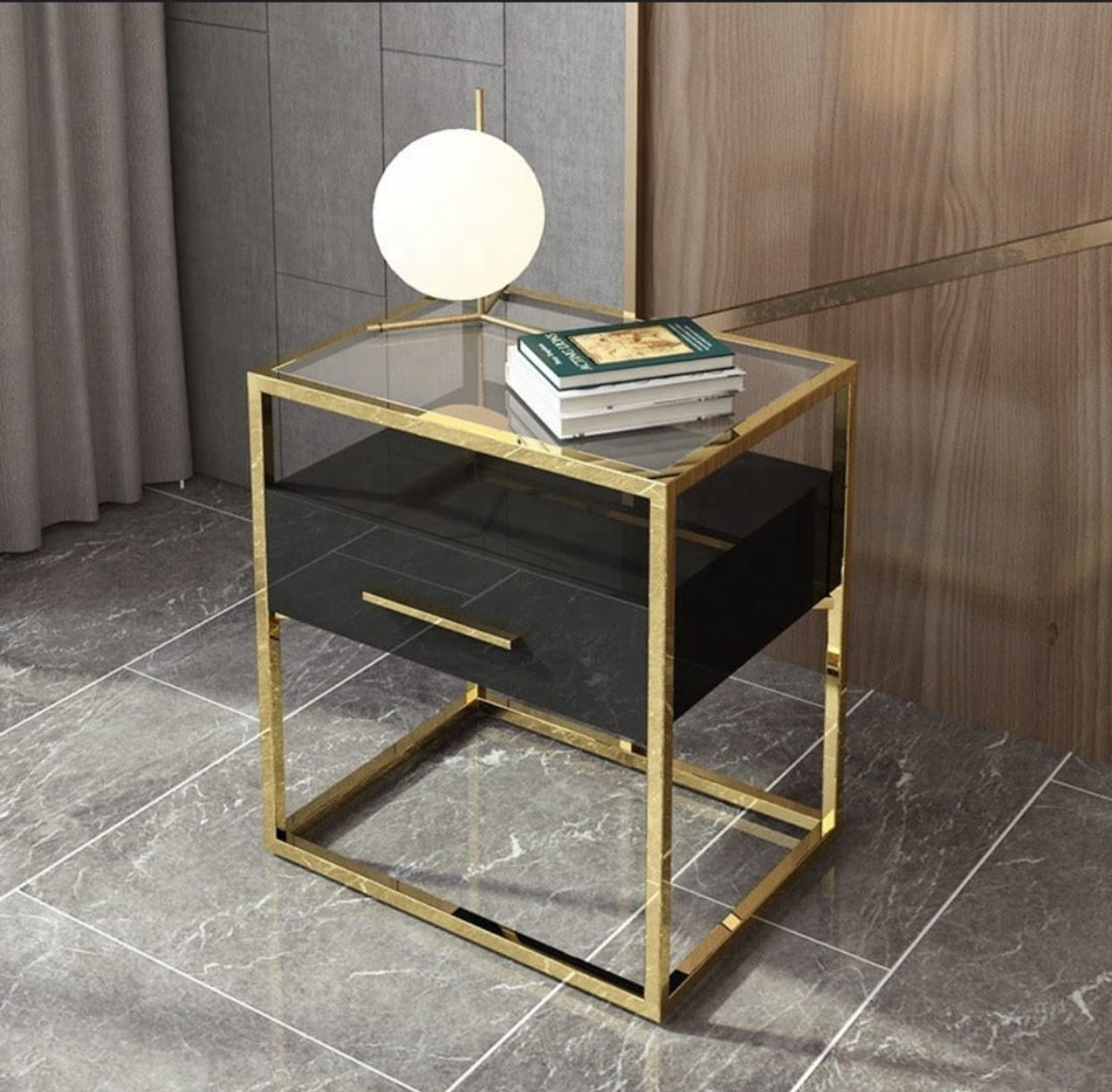 EFURN- Lucy Pedestal / Side Table Black