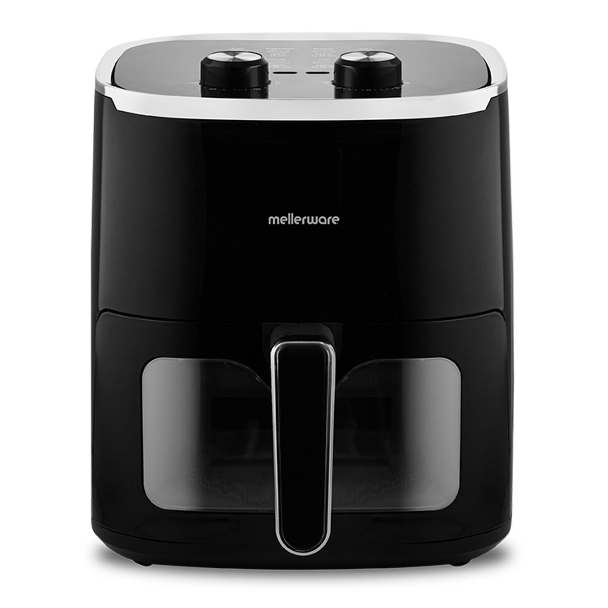 Mellerware Air Fryer With Viewing Window Manual Operation Non-Stick Black 4.6L 1450W 