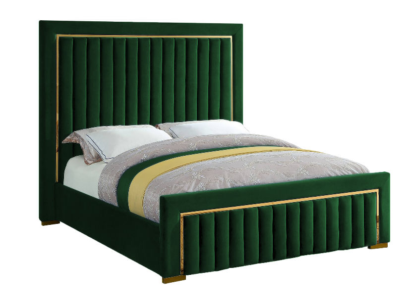Hope Sleigh Bed Queen -Emerald Green