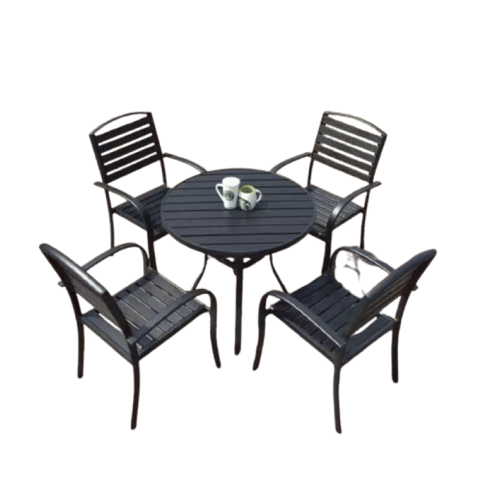 Prestige Home - Walli 4 Seater Round Patio Dining Set Black