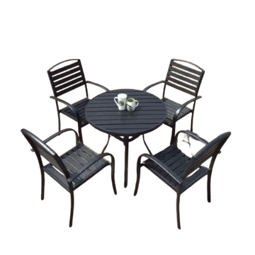 Prestige Home - Walli 4 Seater Round Patio Dining Set Black