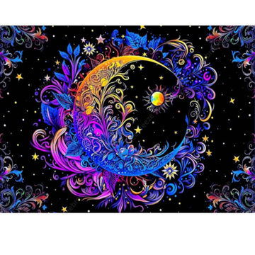 UV Reactive Sun, Moon and Mandala Wall Tapestry