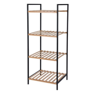 Bathroom Solutions - 4 Tier Natural Bamboo Bathroom Rack