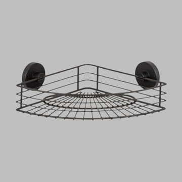 Vacuum Loc Corner Shelf Bari Black Wall Shelf No Drilling