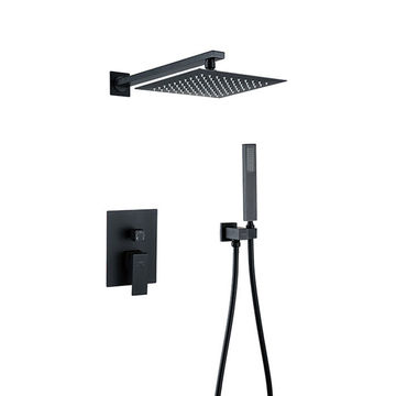 BTB049 - BLACKENED BRASS SQUARE FINISH CONSEALED SHOWER SET WITH HOSE