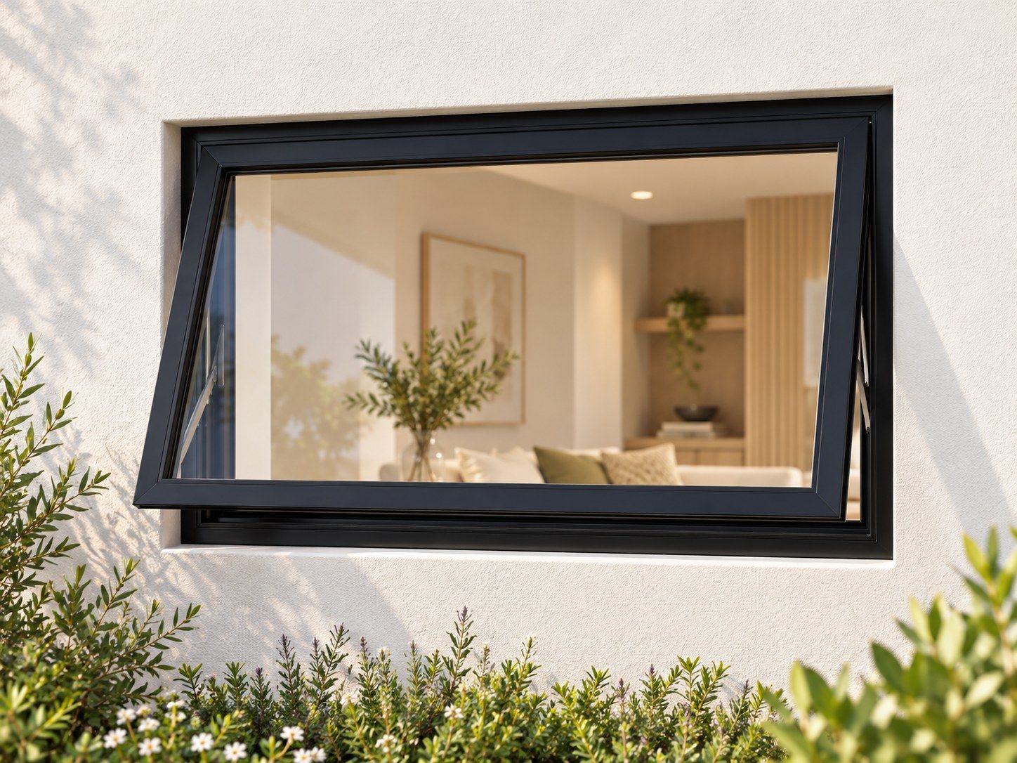 Kenzo Premium Top-Hung Aluminium Window - Black, 600 400 mm, Single Opener, Clear Glass