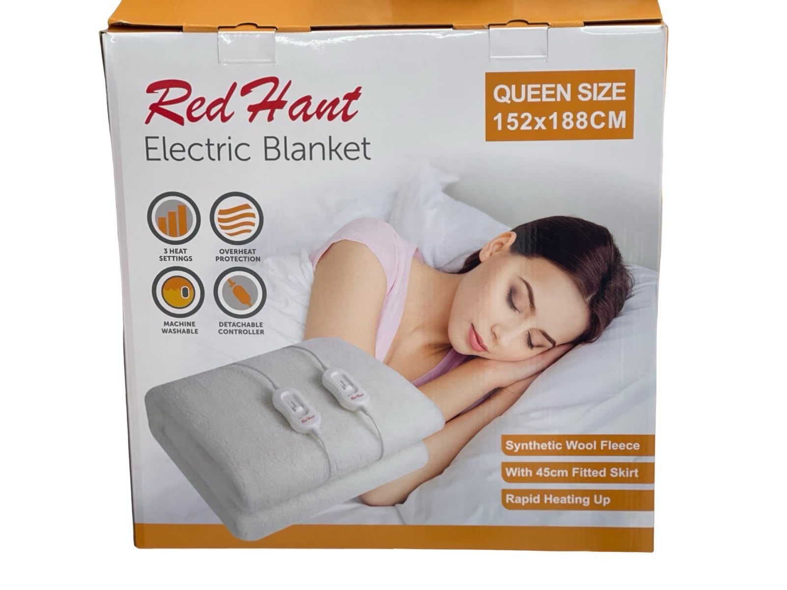 Red Hant Queen Size Electric Blanket - Synthetic Wool Fleece