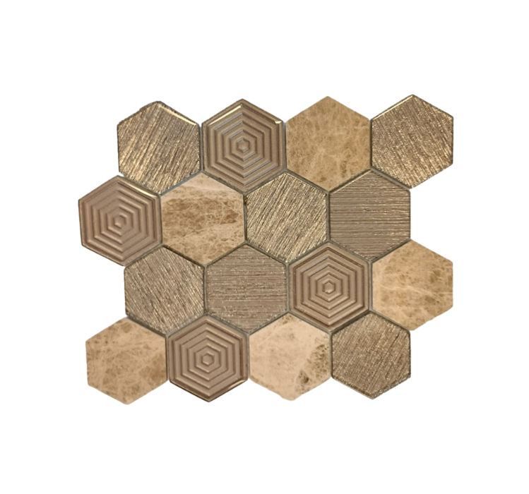 Mosaic Glass - Large Amber Hexagon - 300x300 (per sheet)