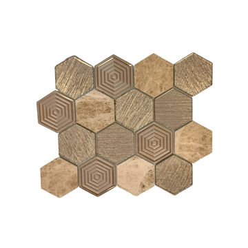 Mosaic Glass - Large Amber Hexagon - 300x300 (per sheet)