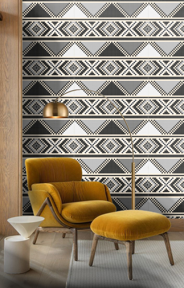 MoTSO DeSIGNED Zulu African Print Wallpaper Grey