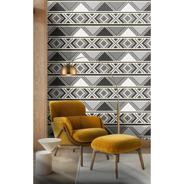 MoTSO DeSIGNED Zulu African Print Wallpaper Grey
