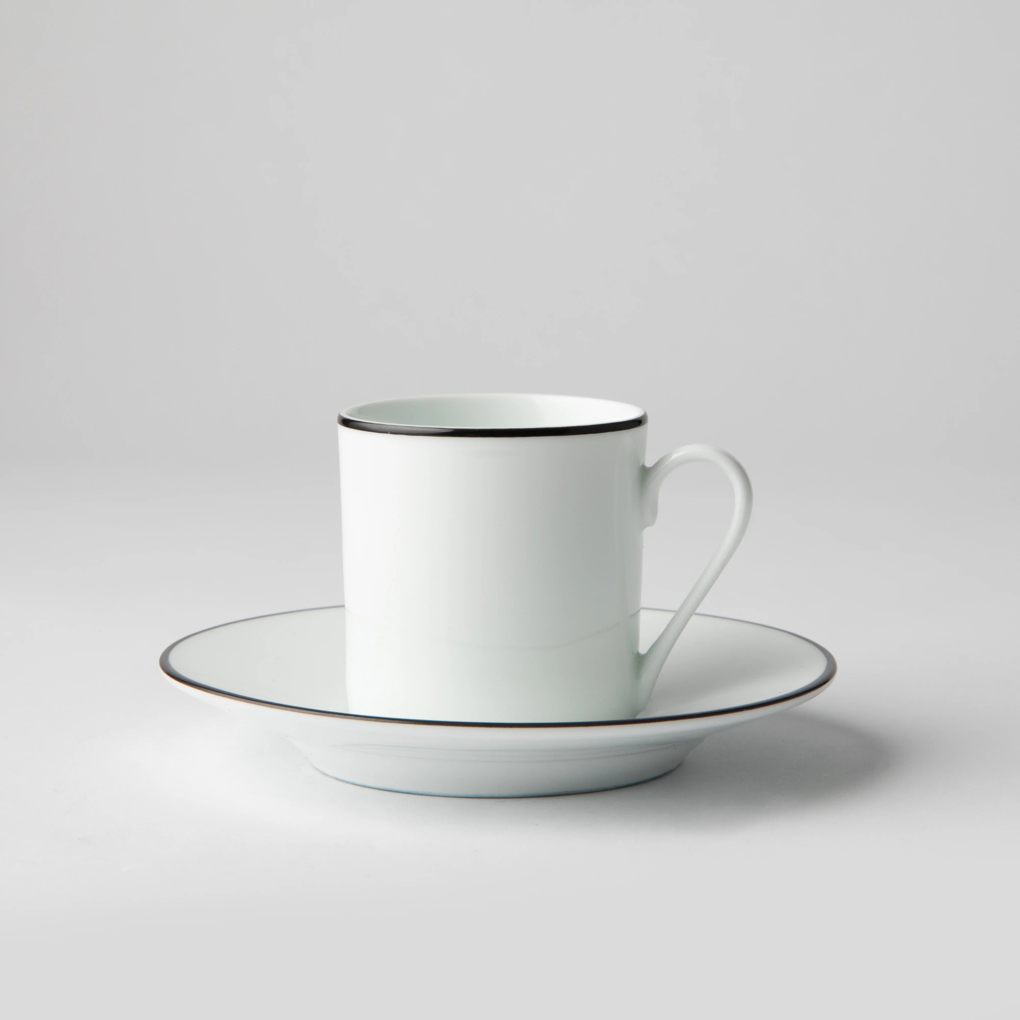 Jenna Clifford - Premium Porcelain Espresso Cup & Saucer With Black Band Set of 4