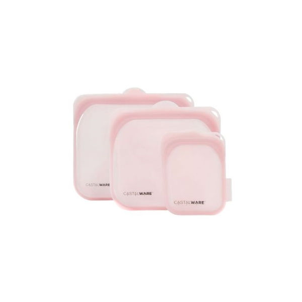 Castalware - Reusable Silicone Food Storage Container Microwave and Dishwasher Safe, Leak-free, Sandwich, Pink