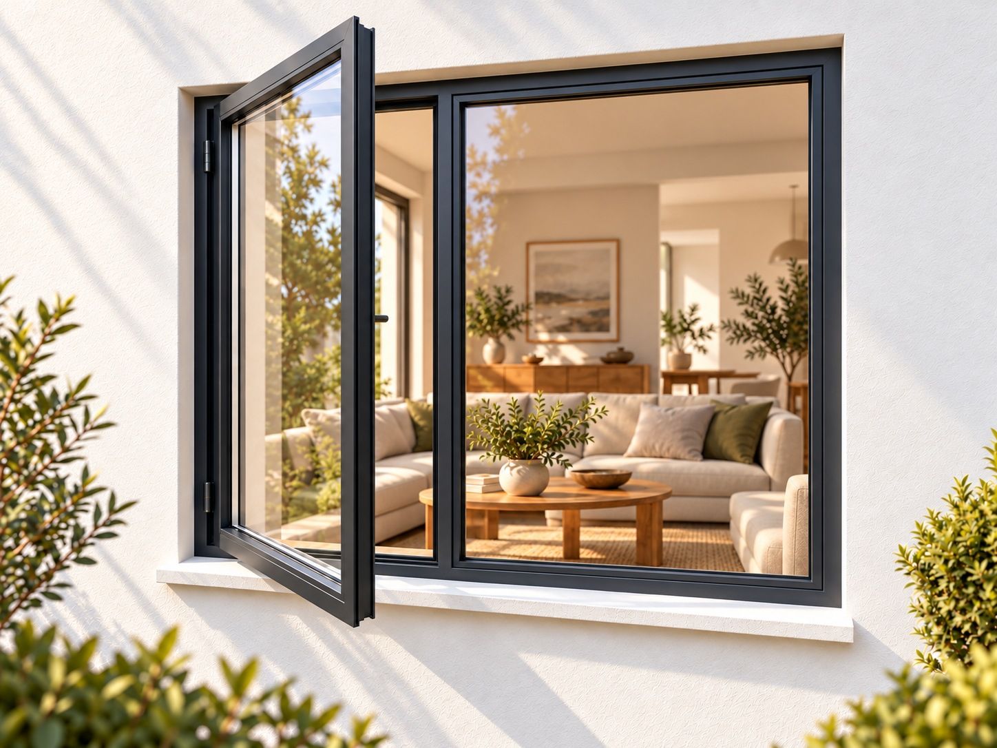 Kenzo Premium Side-Hung Aluminium Window - Charcoal, 1500 1200 mm, Left Side Opener