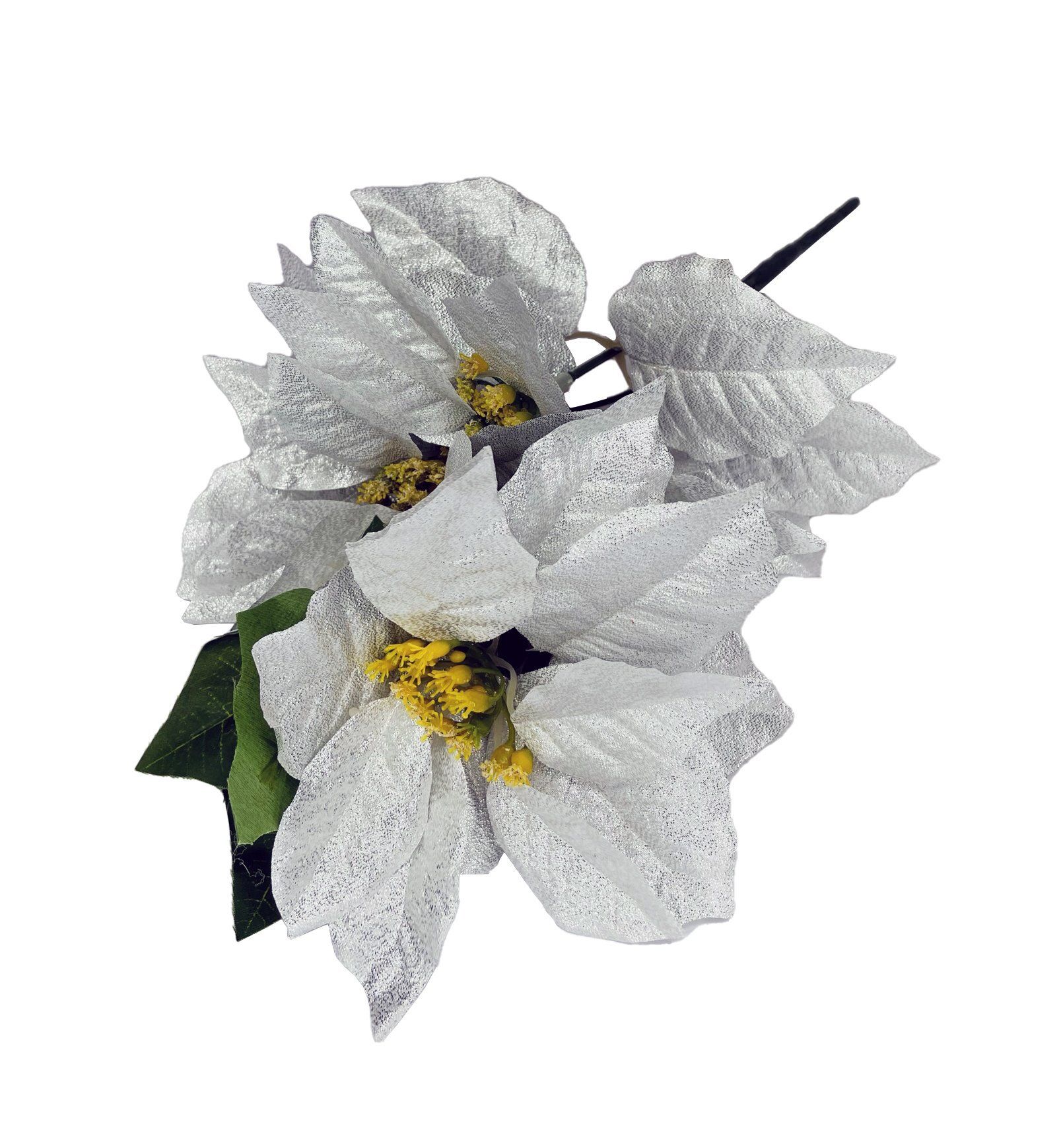 POINSETTIA 5 HEADS 43X20CM SILVER