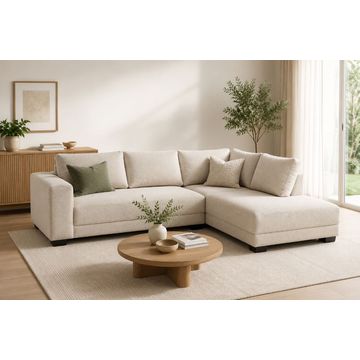 Tach luxure Natalia L Shape Couch &ndash; Linen Beige - Left sided