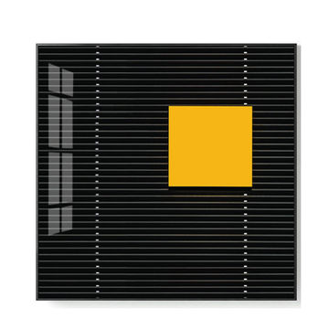 Modern High Gloss Abstract Style Wall Art With Aluminium Frame - Orange & Black - 60 x 60 cm